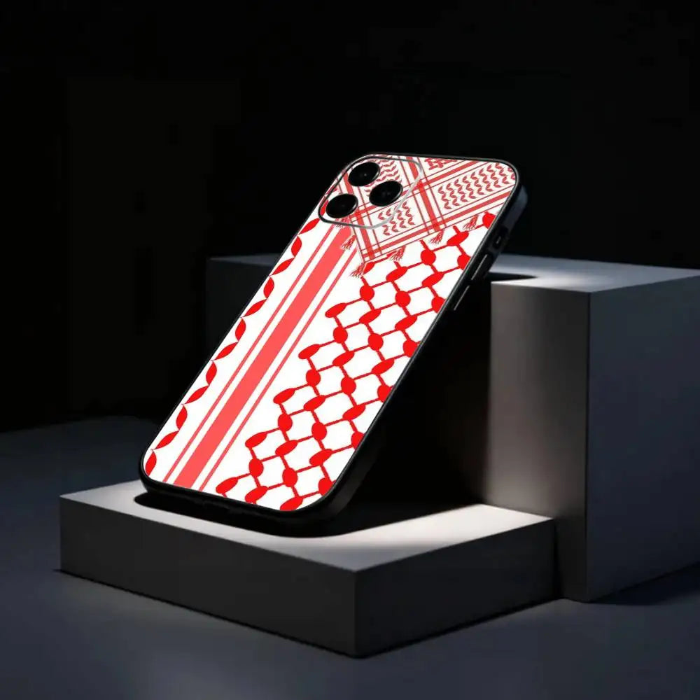 P-Palestine Hattah K-Keffiyeh pattern   Phone Case Silicone Soft For IPhone 17 16 15 14 13 12 11 X XR Plus Pro Max Plus