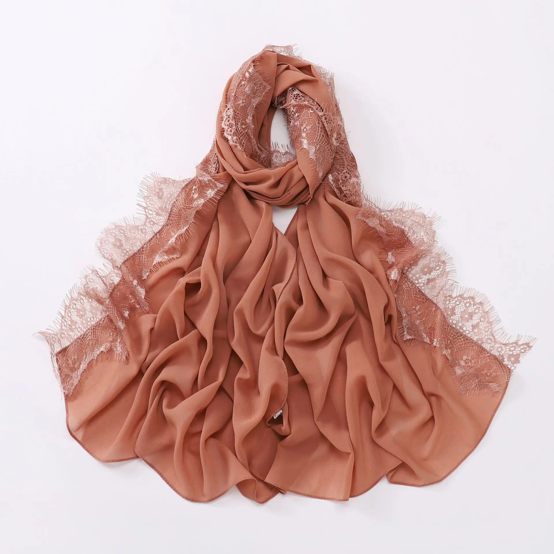 Luxury Lace Chiffon Hijabs Woman Muslim Scarf Shawls Solid Ladies Party Shawl Wraps Islamic Turban Female Headscarf Ramadan