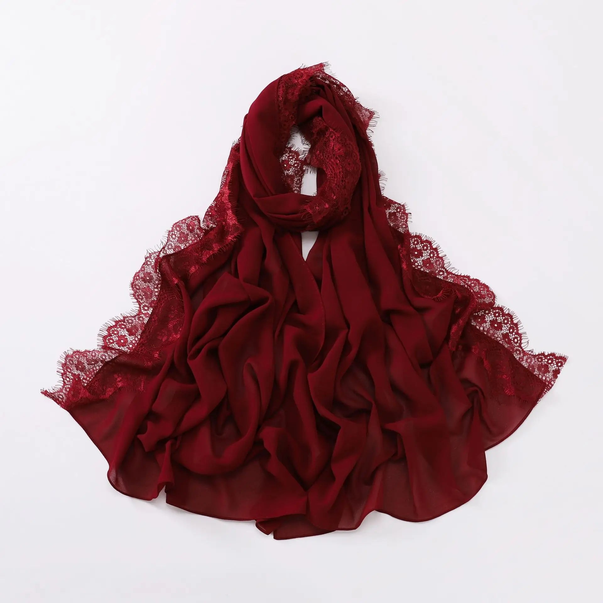 Luxury Lace Chiffon Hijabs Woman Muslim Scarf Shawls Solid Ladies Party Shawl Wraps Islamic Turban Female Headscarf Ramadan