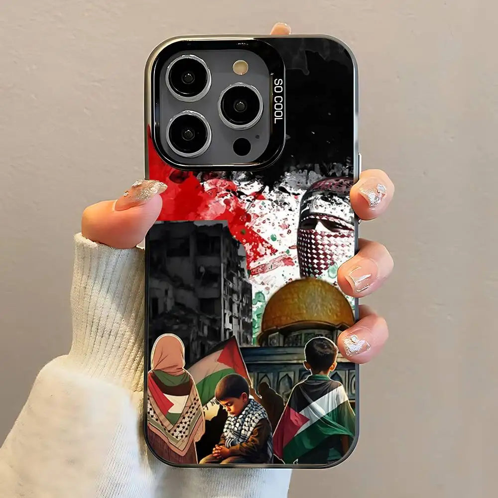 P-Palestines-F-Flag Map Phone Case For iPhone 16,15,14,13,12,11,Pro,Max,Plus,Mini,SE Anti Fall Black Matte Hard Bumper
