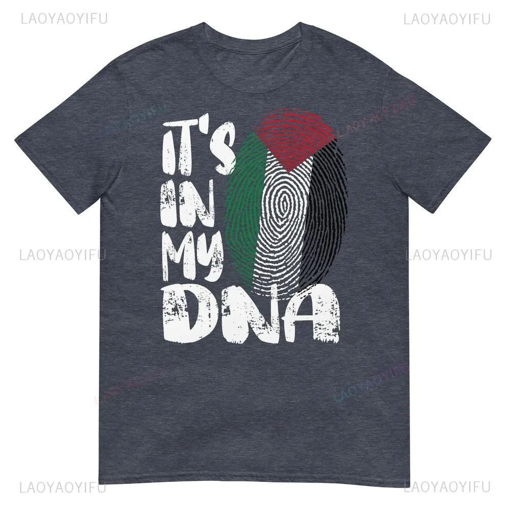 Palestine Flag It's in My DNA Palestinian Fingerprint Flag CottonTshirt Personality Declaration Culture