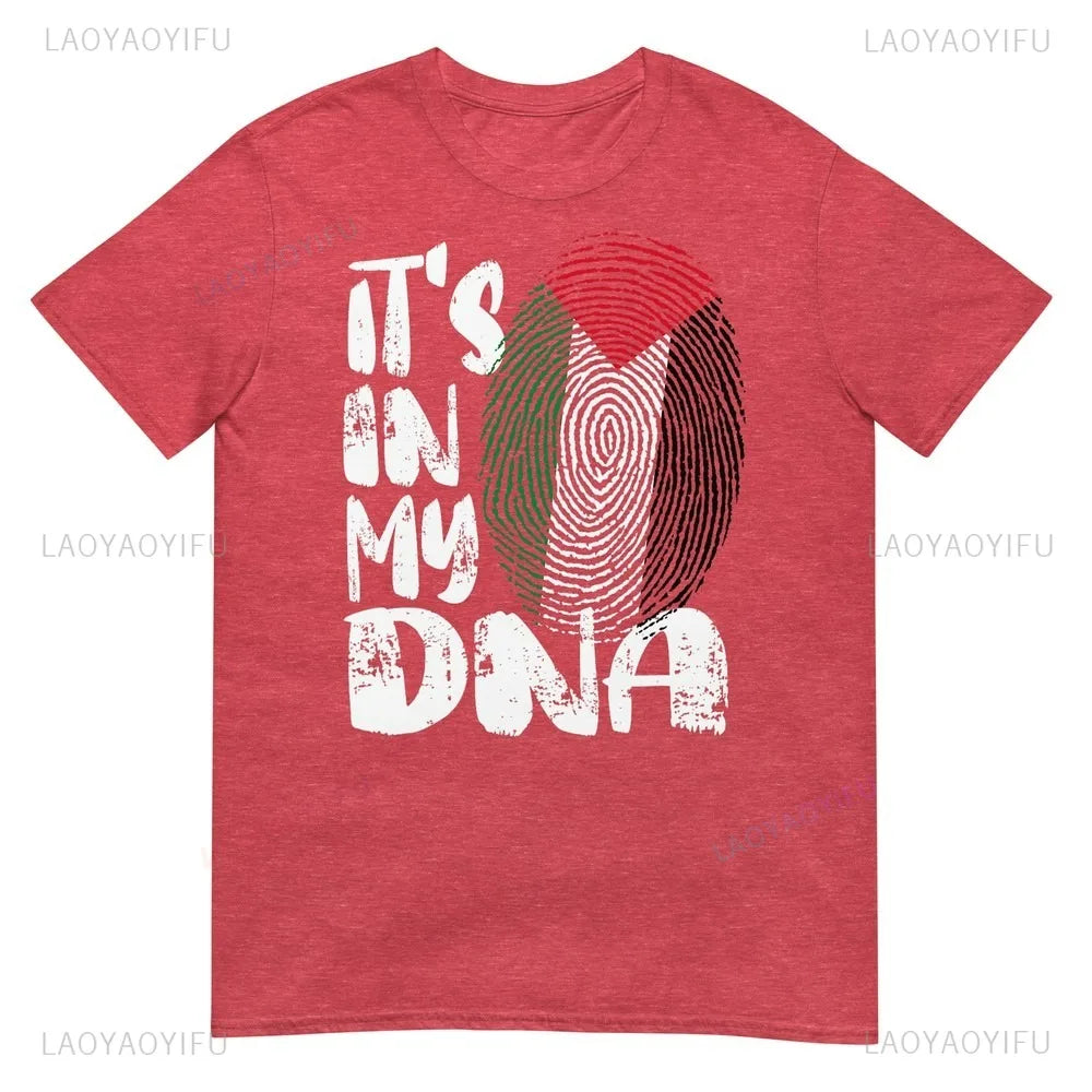 Palestine Flag It's in My DNA Palestinian Fingerprint Flag CottonTshirt Personality Declaration Culture