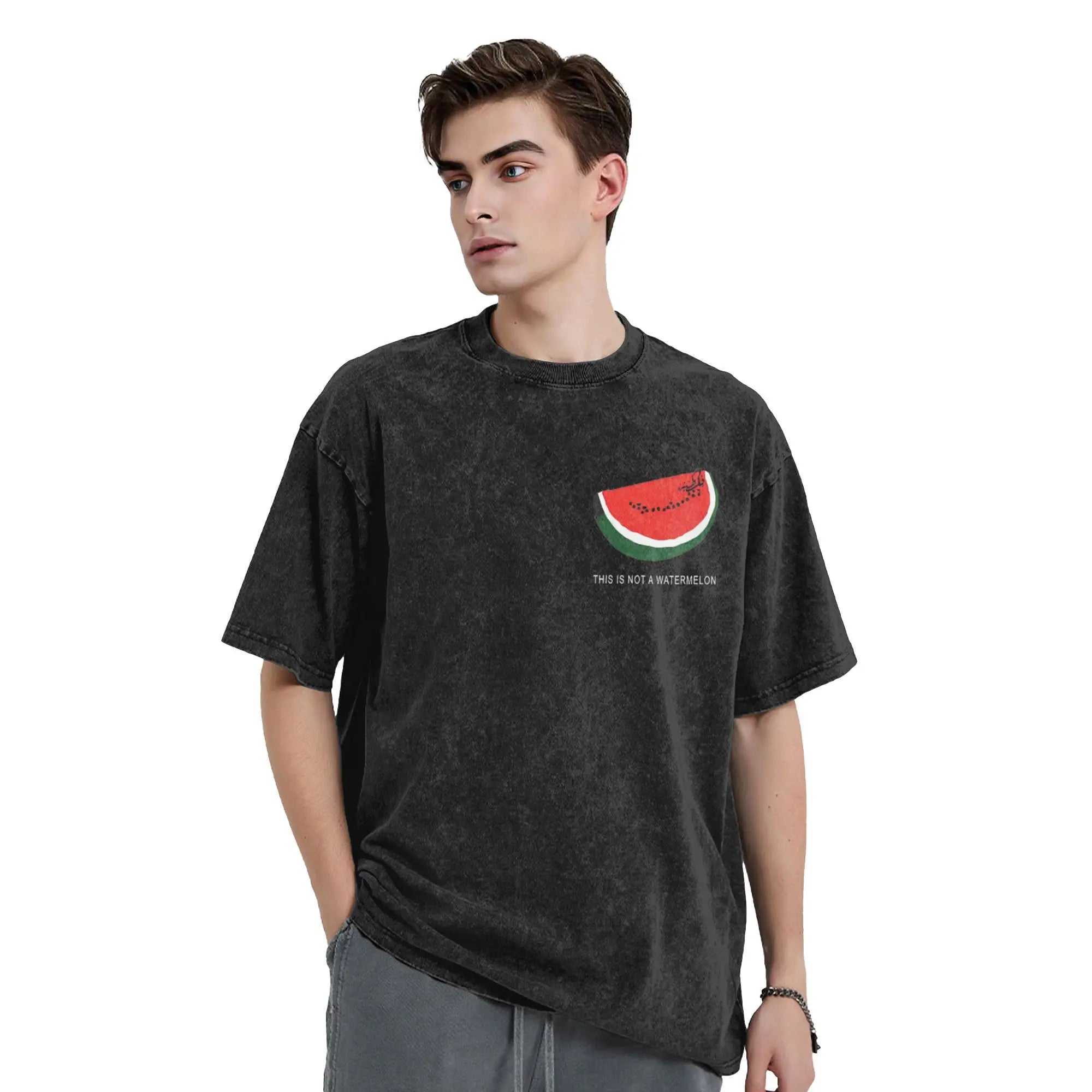Men Watermelons Palestined T Shirts  Clothes Beach Funny Short Sleeve T Shirt Crewneck Fashion Casual Tshirt Dropshipping
