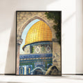 Palestine Art Prints, Mosque Print Home Decor Wall Art of Al Aqsa Mosque, Islamic Art for Living Room, Gold Dome Poster, Gift