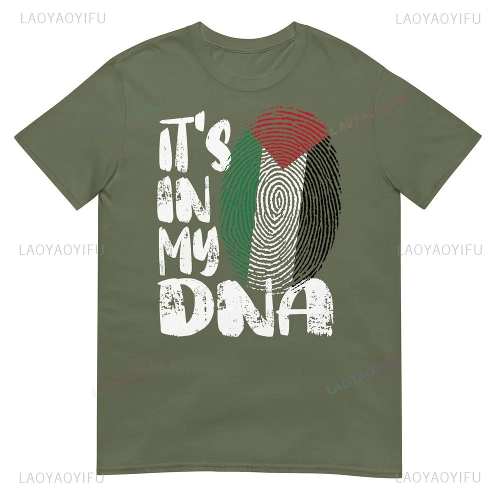 Palestine Flag It's in My DNA Palestinian Fingerprint Flag CottonTshirt Personality Declaration Culture