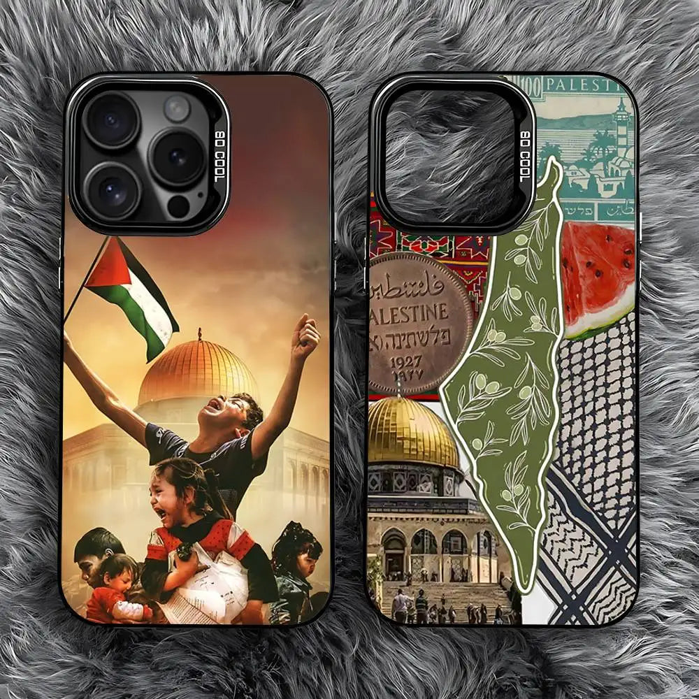 P-Palestines-F-Flag Map Phone Case For iPhone 16,15,14,13,12,11,Pro,Max,Plus,Mini,SE Anti Fall Black Matte Hard Bumper
