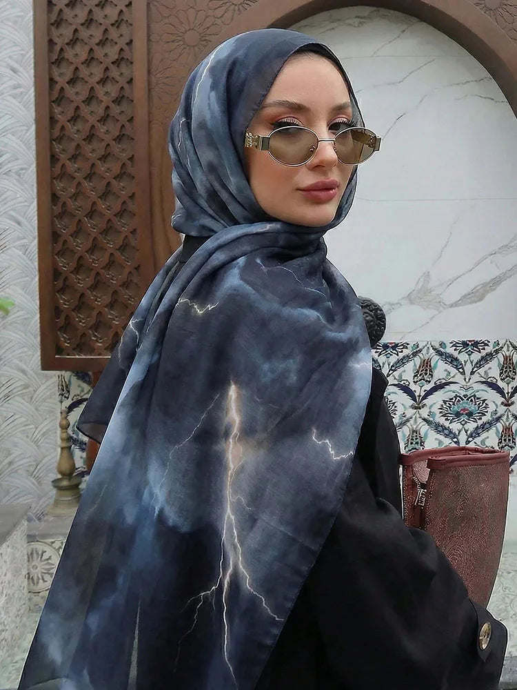 Ramadan Muslim Hijabs Women Watercolor Print Scarves Shawl Luxury Eid Hijab Wrap Islam Turban Female Party Headscarf 2026 Spring