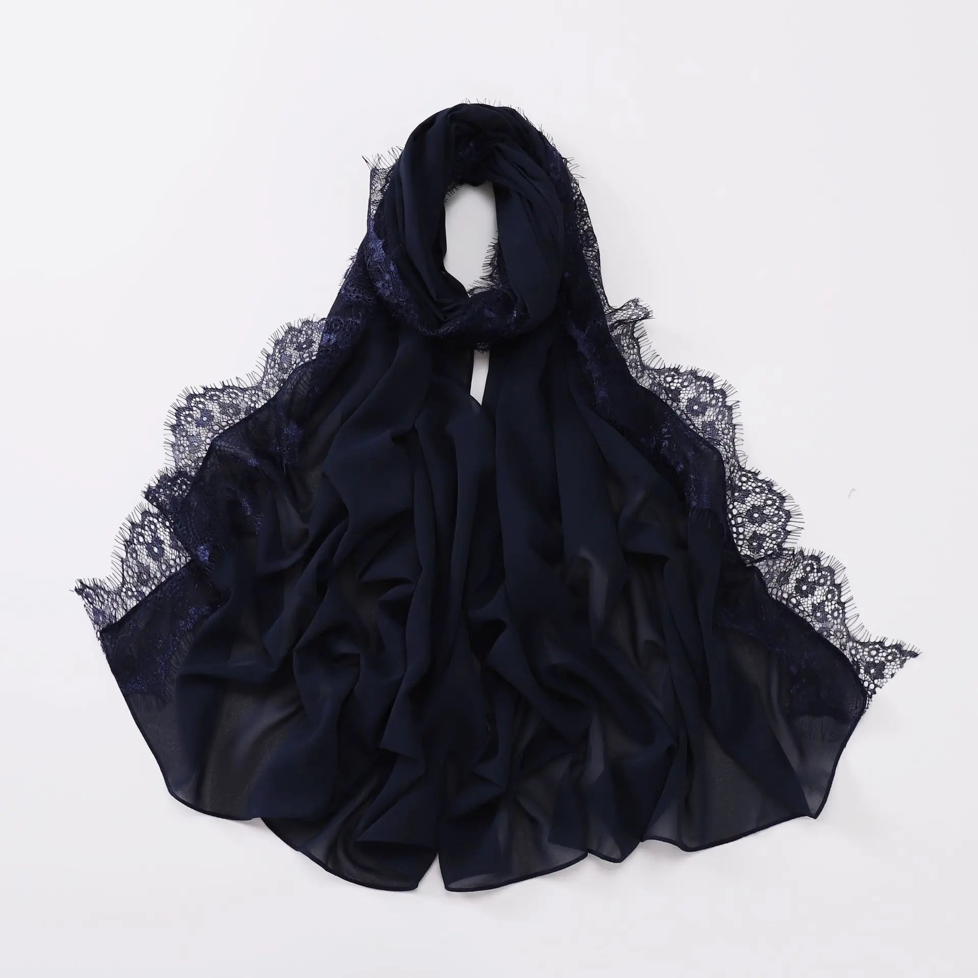 Luxury Lace Chiffon Hijabs Woman Muslim Scarf Shawls Solid Ladies Party Shawl Wraps Islamic Turban Female Headscarf Ramadan