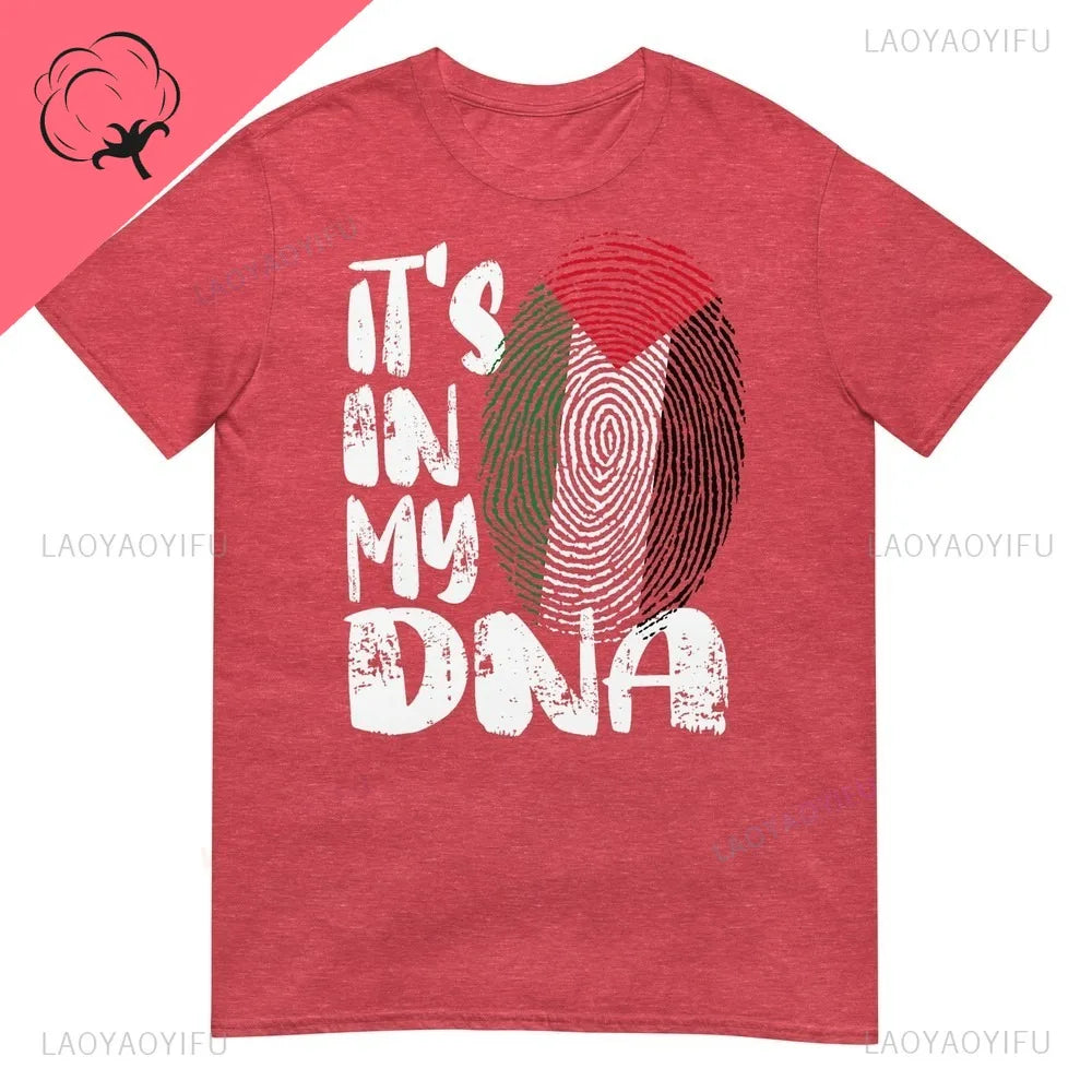 Palestine Flag It's in My DNA Palestinian Fingerprint Flag CottonTshirt Personality Declaration Culture