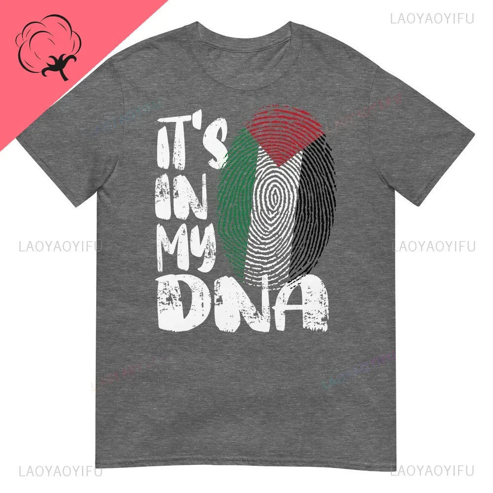 Palestine Flag It's in My DNA Palestinian Fingerprint Flag CottonTshirt Personality Declaration Culture