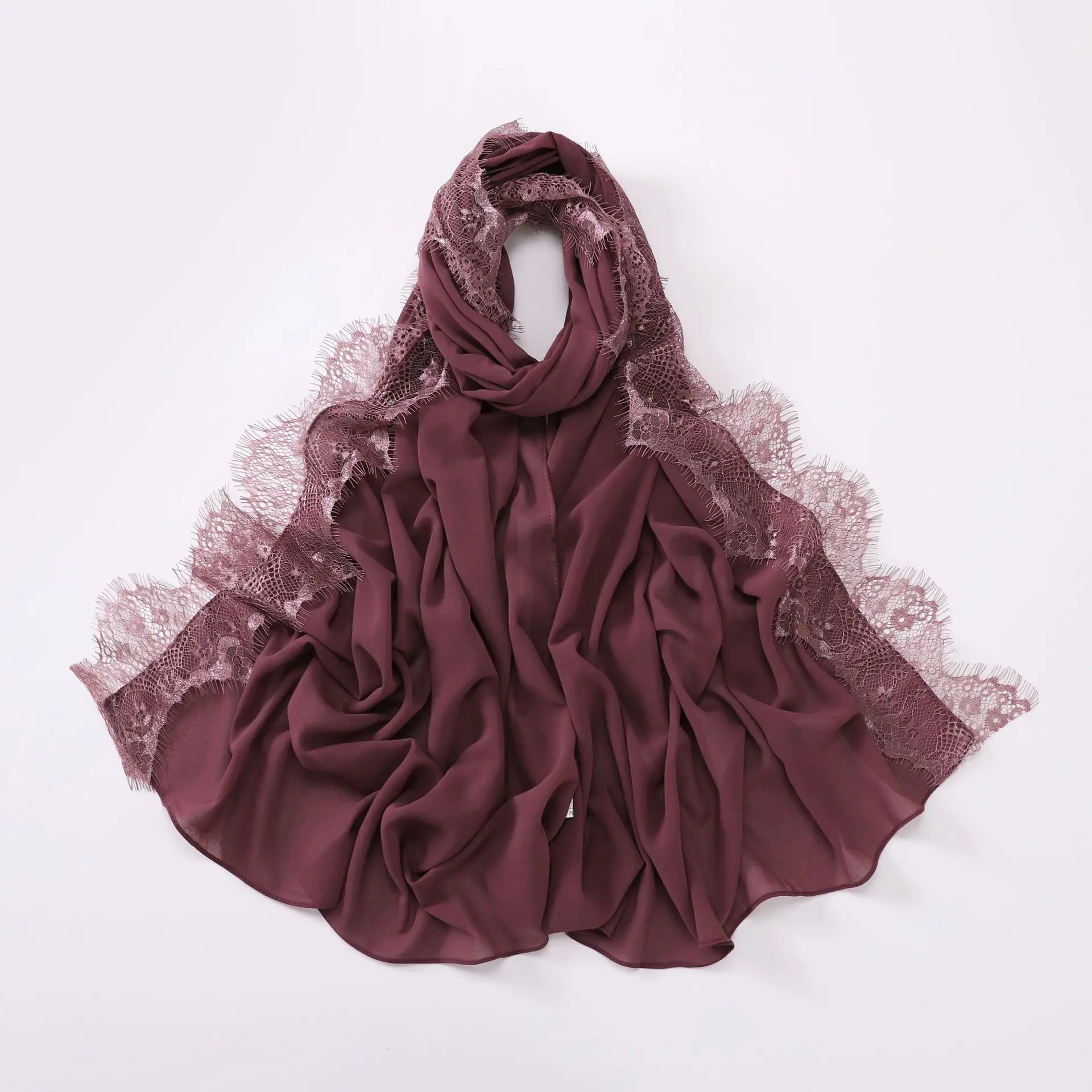 Luxury Lace Chiffon Hijabs Woman Muslim Scarf Shawls Solid Ladies Party Shawl Wraps Islamic Turban Female Headscarf Ramadan