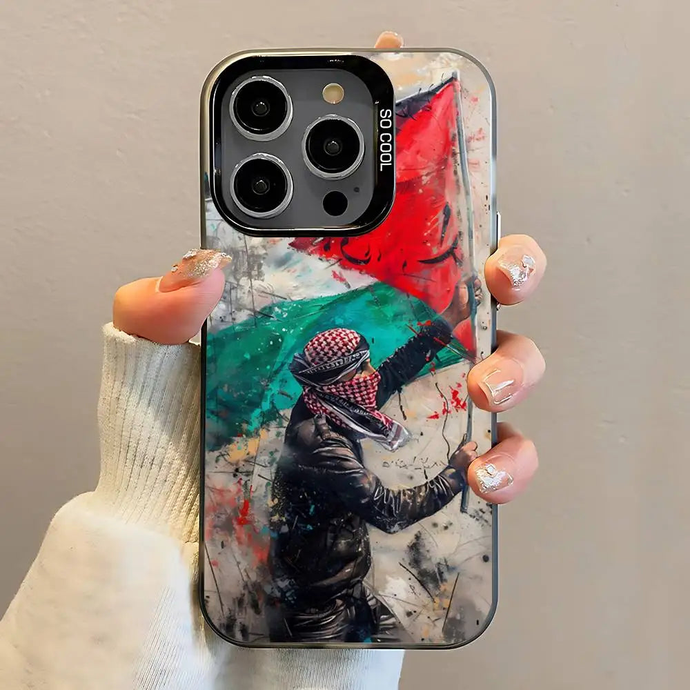 P-Palestines-F-Flag Map Phone Case For iPhone 16,15,14,13,12,11,Pro,Max,Plus,Mini,SE Anti Fall Black Matte Hard Bumper