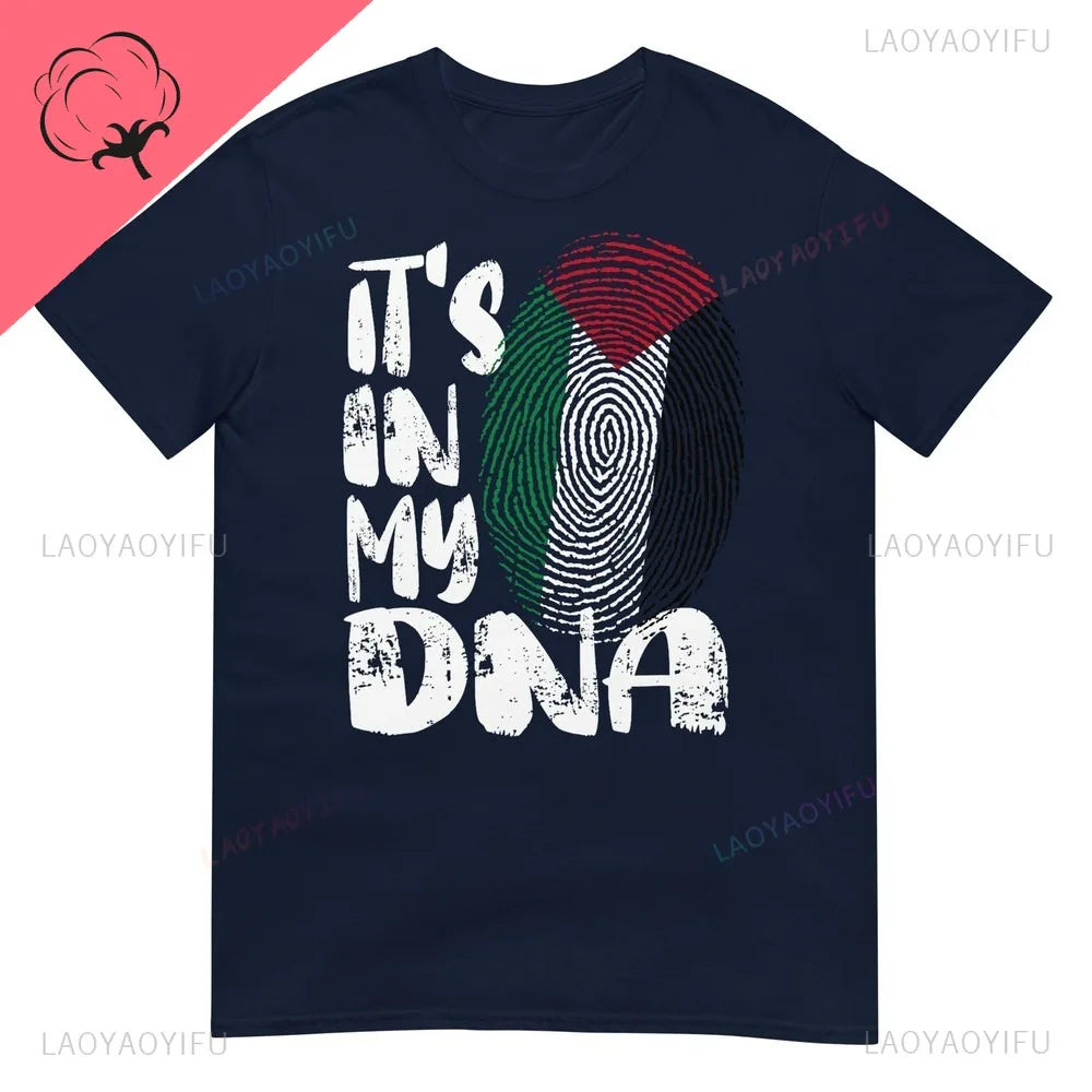 Palestine Flag It's in My DNA Palestinian Fingerprint Flag CottonTshirt Personality Declaration Culture