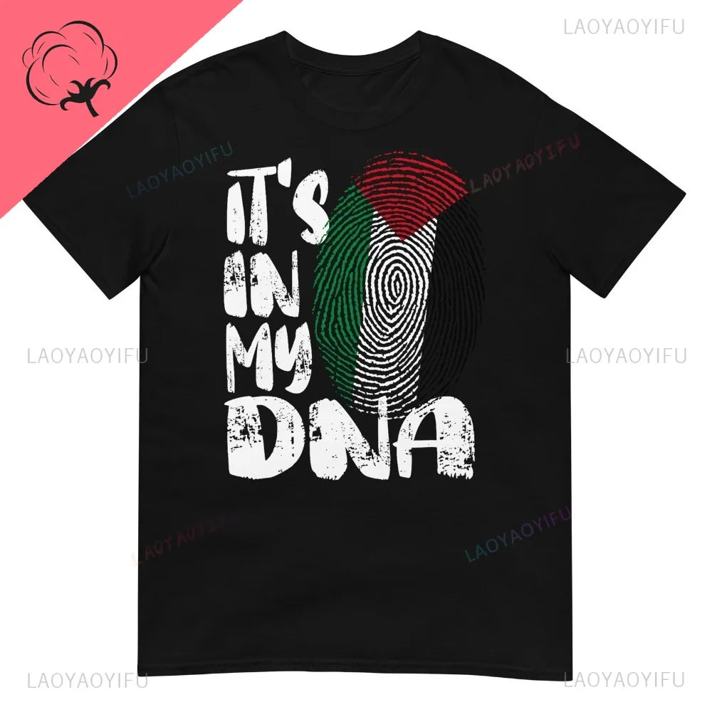 Palestine Flag It's in My DNA Palestinian Fingerprint Flag CottonTshirt Personality Declaration Culture