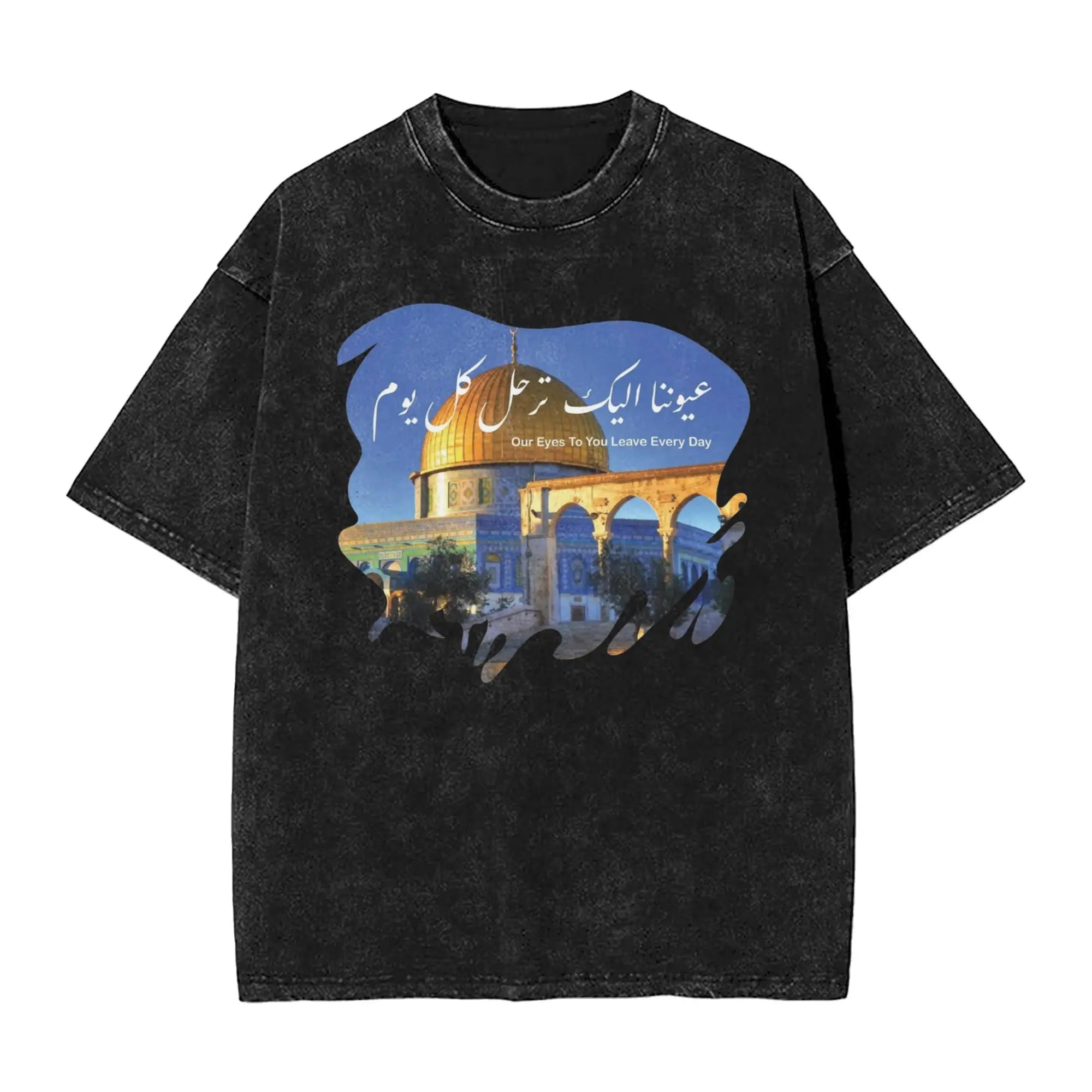 Men Palestine Jerusalem T Shirts Palestinian Arabic Calligraphy Dome of the Rock Clothes Summer Vintage Short-Sleeve T Shirt