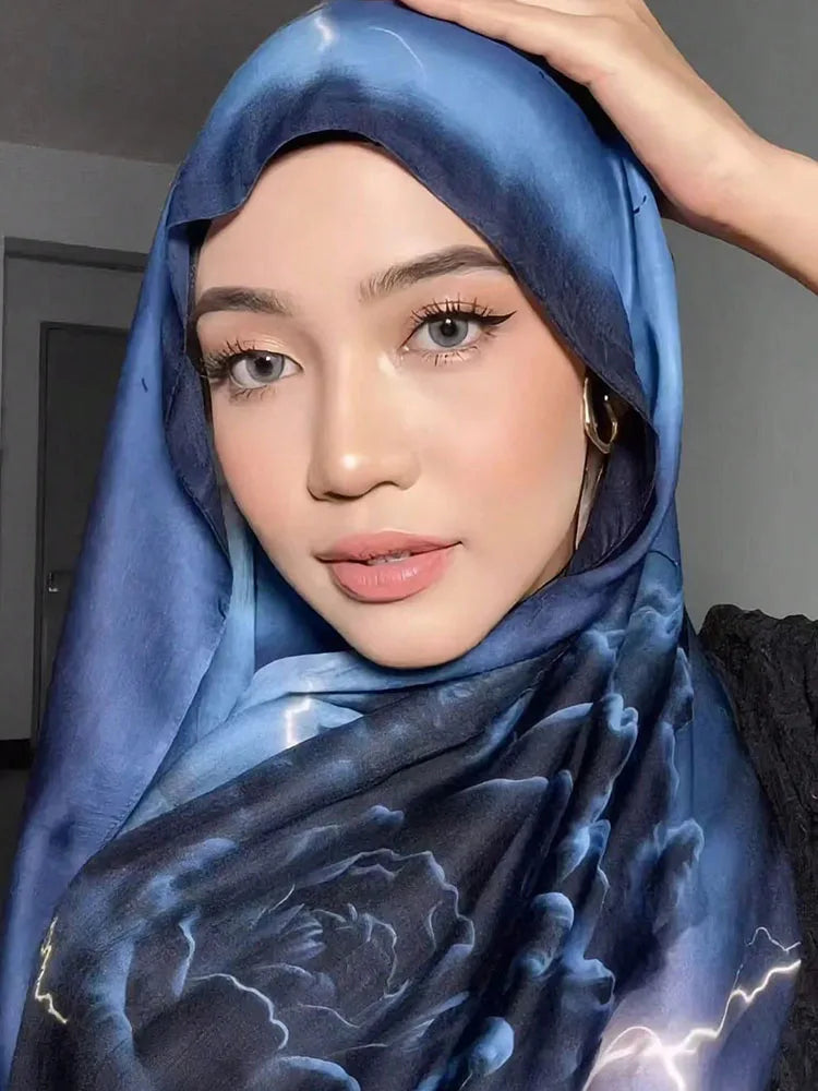 Ramadan Muslim Hijabs Women Watercolor Print Scarves Shawl Luxury Eid Hijab Wrap Islam Turban Female Party Headscarf 2026 Spring