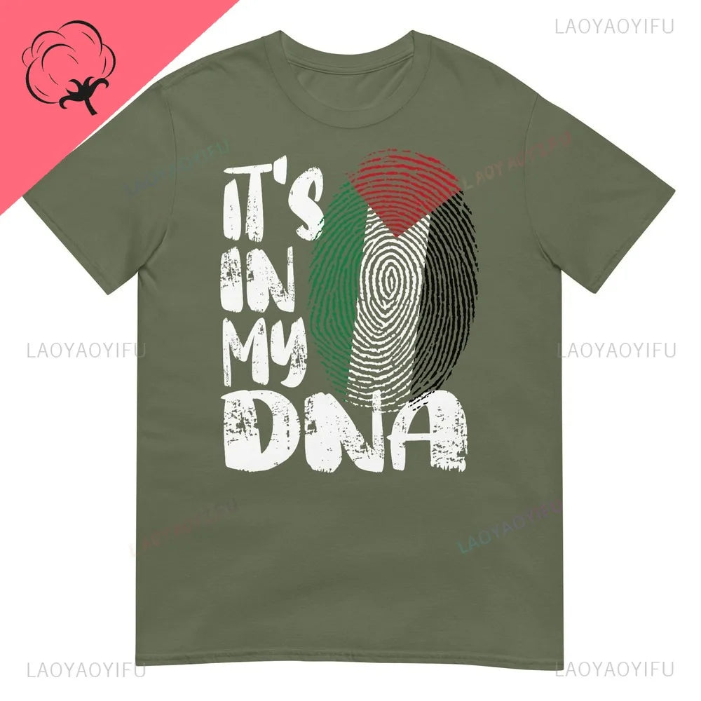 Palestine Flag It's in My DNA Palestinian Fingerprint Flag CottonTshirt Personality Declaration Culture