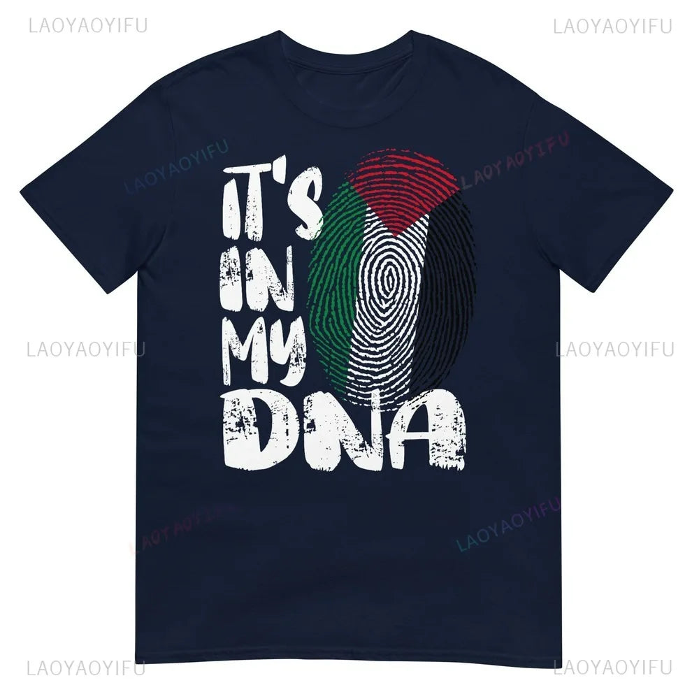 Palestine Flag It's in My DNA Palestinian Fingerprint Flag CottonTshirt Personality Declaration Culture