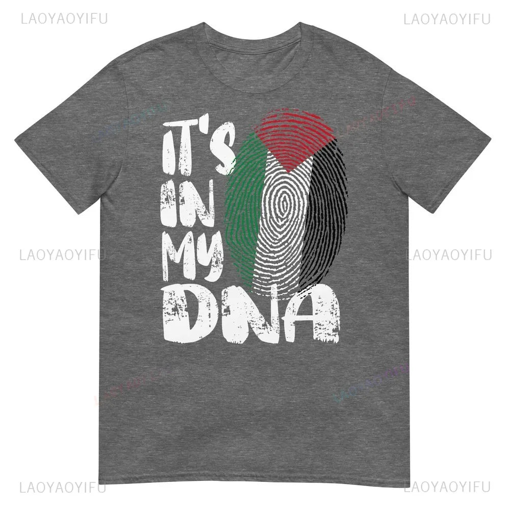 Palestine Flag It's in My DNA Palestinian Fingerprint Flag CottonTshirt Personality Declaration Culture