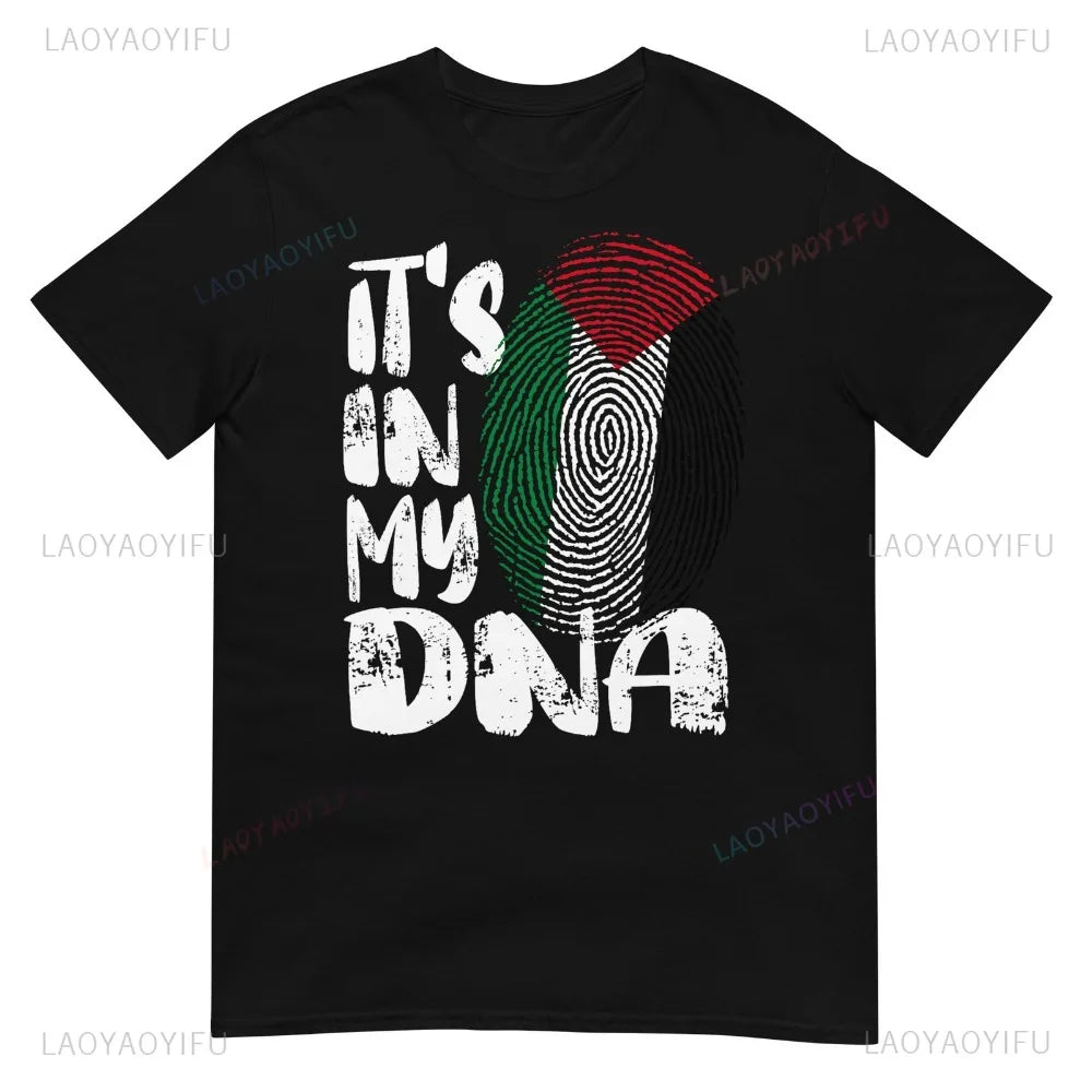 Palestine Flag It's in My DNA Palestinian Fingerprint Flag CottonTshirt Personality Declaration Culture