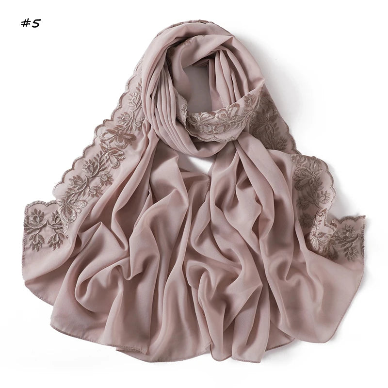 Muslim Modal Hijab Rayon Cotton Shawls for Women Plain Ruffles Scarf Big Size Headscarf Islamic Turban Headband 175*70Cm
