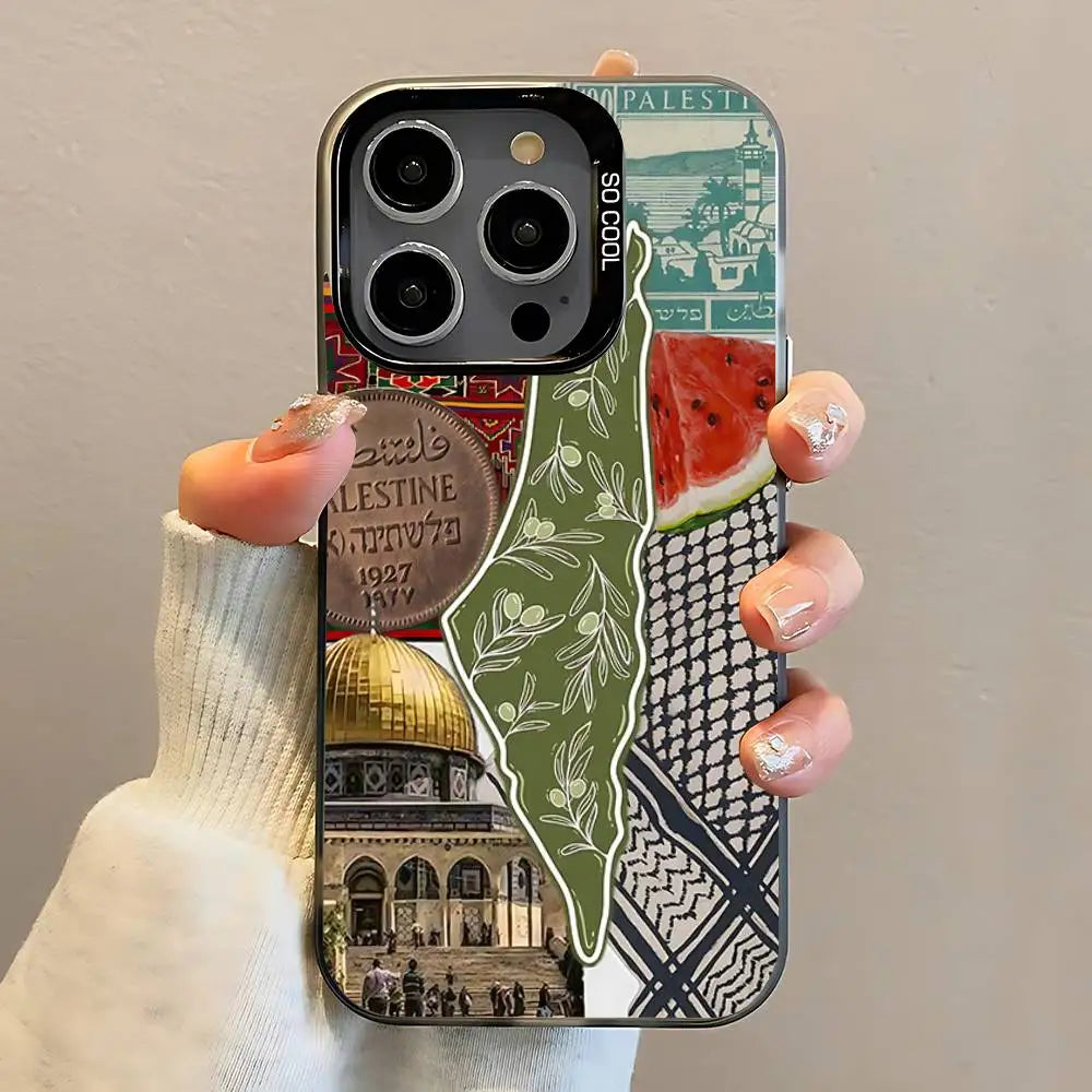 P-Palestines-F-Flag Map Phone Case For iPhone 16,15,14,13,12,11,Pro,Max,Plus,Mini,SE Anti Fall Black Matte Hard Bumper
