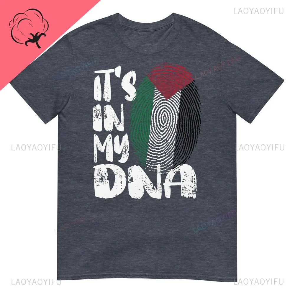 Palestine Flag It's in My DNA Palestinian Fingerprint Flag CottonTshirt Personality Declaration Culture