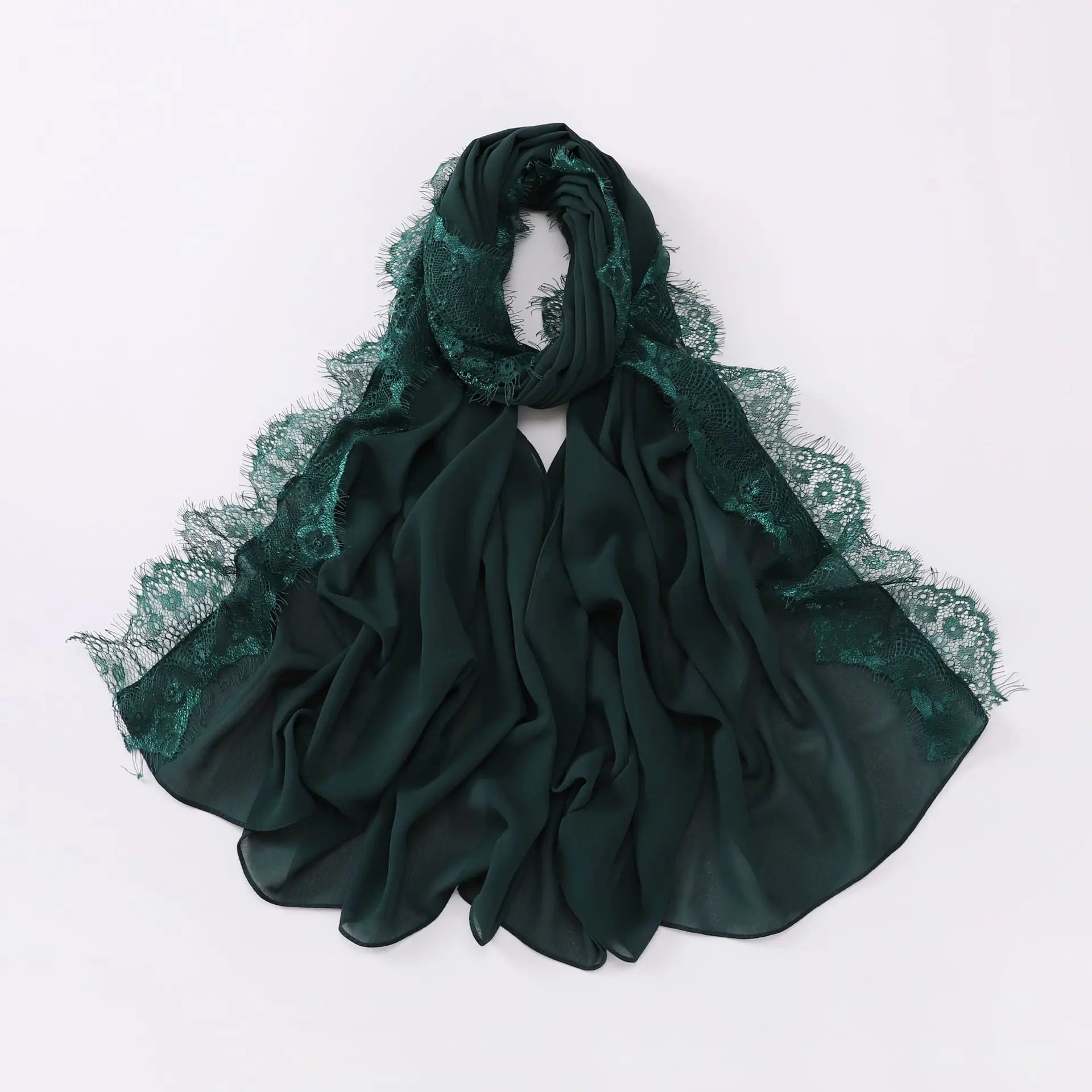 Luxury Lace Chiffon Hijabs Woman Muslim Scarf Shawls Solid Ladies Party Shawl Wraps Islamic Turban Female Headscarf Ramadan